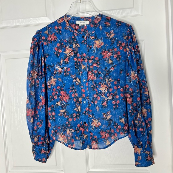 Isabel Etoile Marant Floral Print Snap Button Up Blouse Top Sz Fr 34 - Picture 5 of 13